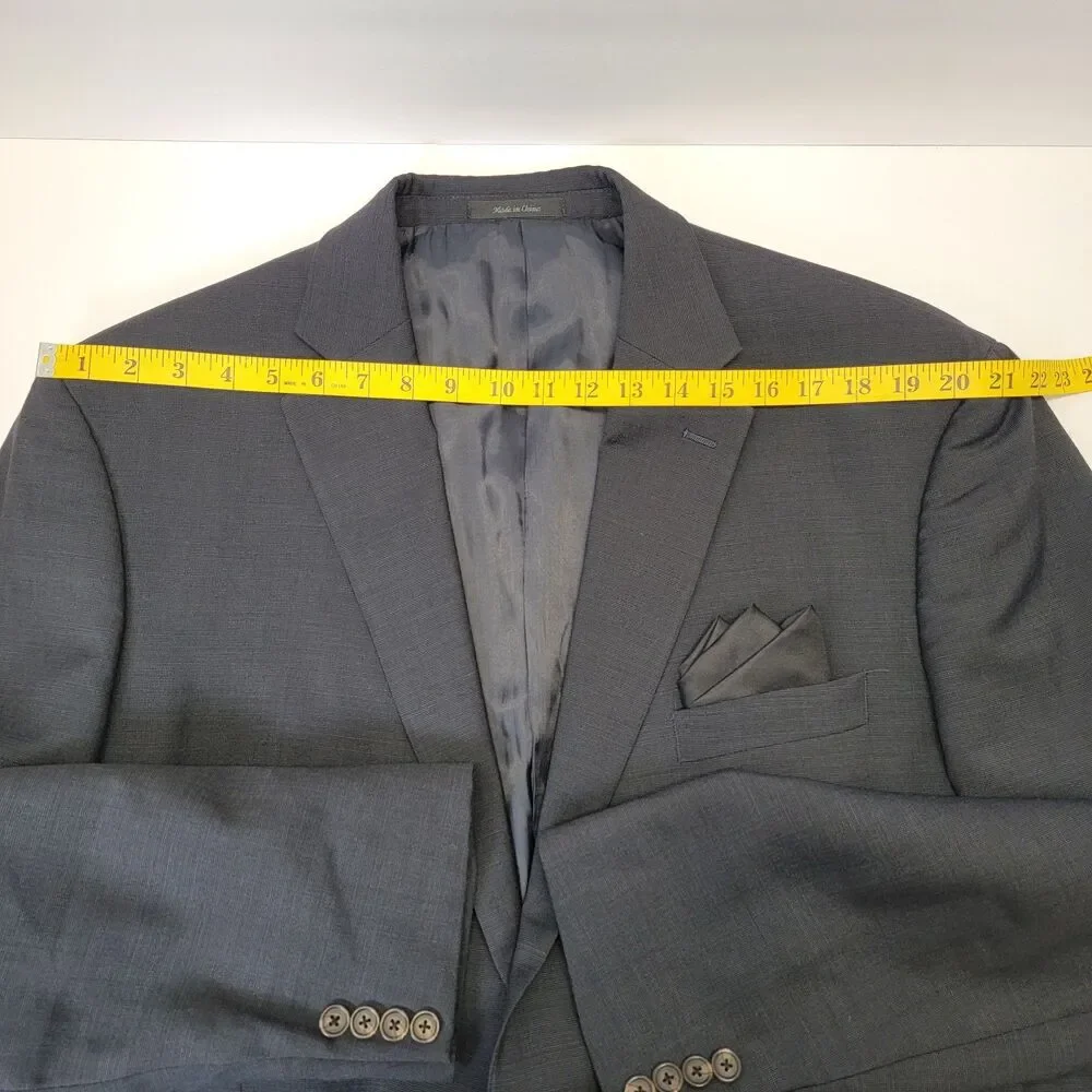 Lauren Ralph Lauren Mens Blue Gray 2pc Wool 2-Button Pleated Pants Suit 48Lx43L
